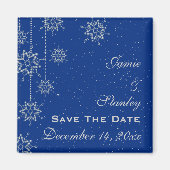 Kerstflinters blauw bruiloft Save the Date Magneet (Voorkant)