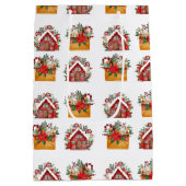 Kerstflora en enveloppatroon medium cadeauzakje (Achterkant)