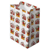 Kerstflora en enveloppatroon medium cadeauzakje (Achterkant Gekanteld)