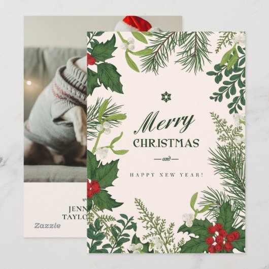 kerstflora  | Fotovakantiekaart Feestdagenkaart (Voorkant / Achterkant)