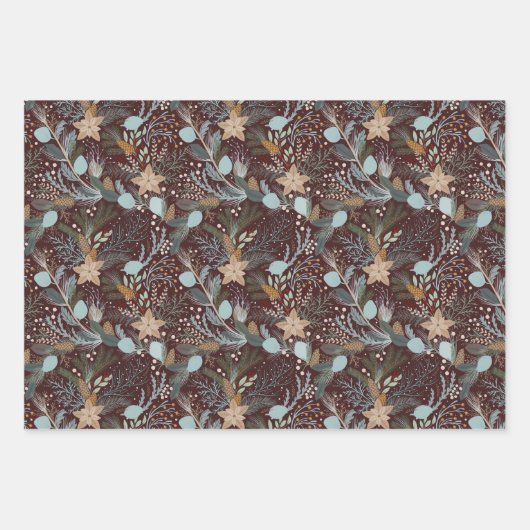  kerstflora inpakpapier vel (Voorkant 3)