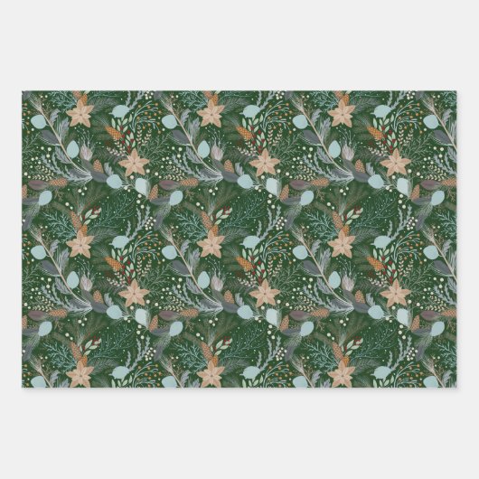  kerstflora inpakpapier vel (Voorkant 2)