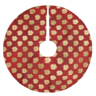 Kerstfloraal donkerrood goudpunsettias elegant kerstboom rok