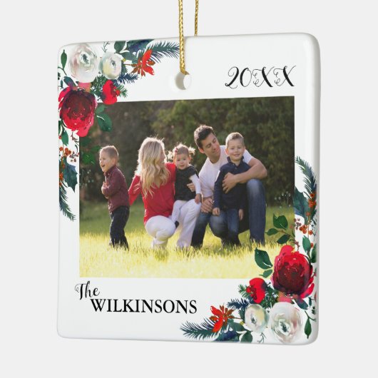 KerstFloral Afbeelding Keramisch Ornament (Links)