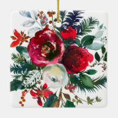 KerstFloral Afbeelding Keramisch Ornament (Achterkant)