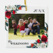 KerstFloral Afbeelding Keramisch Ornament (Voorkant)