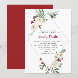 KerstFloral Baby shower Kaart