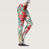 KerstFloral Bird Art Leggings (Rechts)