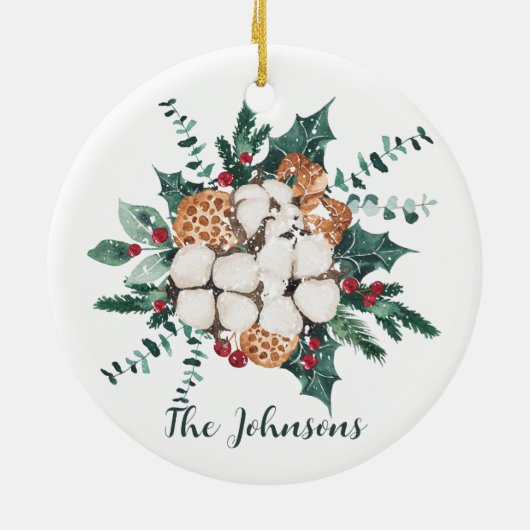 KerstFloral Bouquet Keramisch Ornament (Achterkant)