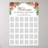 KerstFloral bruiloft 30 tafelzitjes Poster (Voorkant)