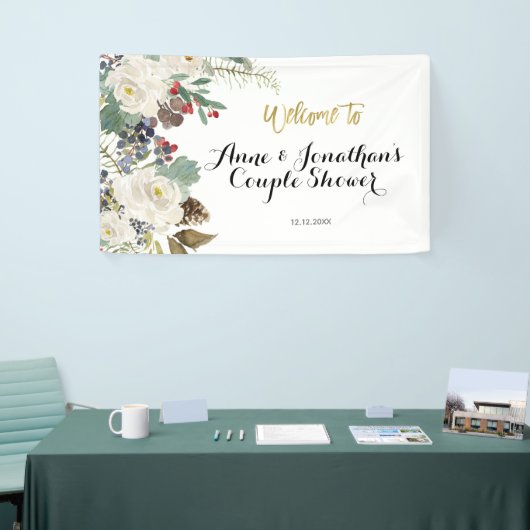 kerstFloral Couple Shower Banner (Beurs)