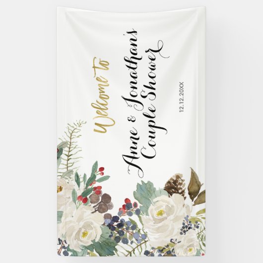 kerstFloral Couple Shower Banner (Verticaal)