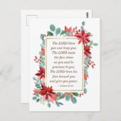 KerstFloral De Heer Bless You Bible Verse Briefkaart (Voorkant / Achterkant)