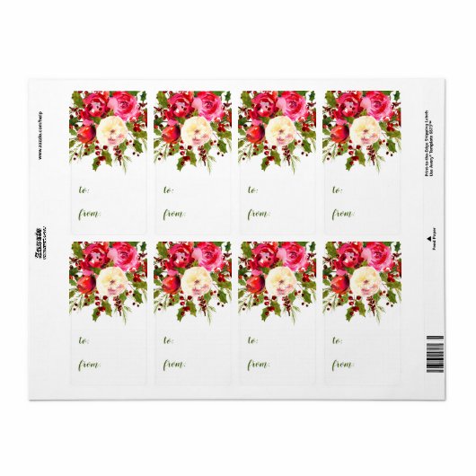 KerstFloral Etiket (Full Sheet)