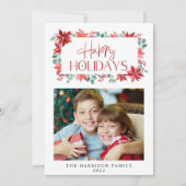 KerstFloral Eucalyptus Waterverf Foto Feestdagenkaart (Voorkant)