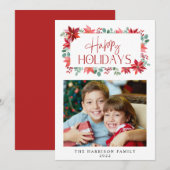 KerstFloral Eucalyptus Waterverf Foto Feestdagenkaart (Voorkant / Achterkant)