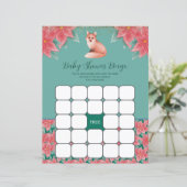KerstFloral Fox Baby shower Bingo Game (Staand voorkant)