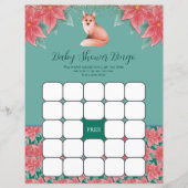 KerstFloral Fox Baby shower Bingo Game (Voorkant)