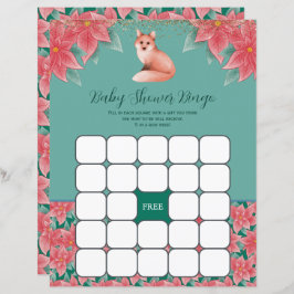 KerstFloral Fox Baby shower Bingo Game