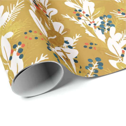 KerstFloral Garland Cadeaupapier (Rol Hoek)