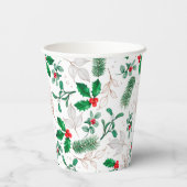 KerstFloral Greenery Festive Winter Feestdagen Papieren Bekers (Achterkant)