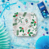 KerstFloral Greenery Festive Winter Feestdagen Papieren Bordje (Feest)