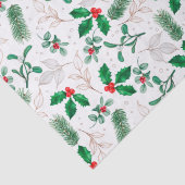 KerstFloral Greenery Festive Winter Feestdagen Tissuepapier (Detail)
