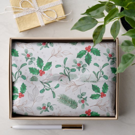 KerstFloral Greenery Festive Winter Feestdagen Tissuepapier (Geschenk)