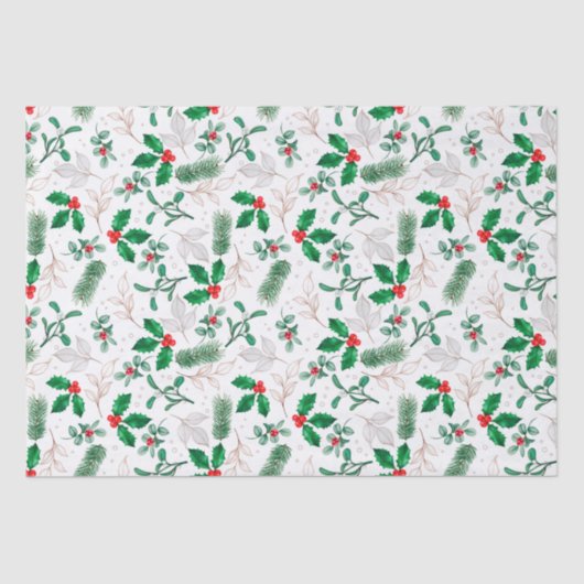 KerstFloral Greenery Festive Winter Feestdagen Tissuepapier (Voorkant)