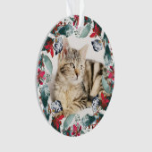 KerstFloral Greenery Pet Cat Foto Ornament (voorkant)