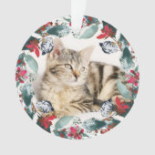 KerstFloral Greenery Pet Cat Foto Ornament (voorkant)
