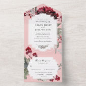 KerstFloral Greenery Waterverf Wedding All In One Uitnodiging (Binnen)