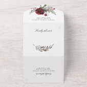 KerstFloral Greenery Waterverf Wedding All In One Uitnodiging (Buitenkant)