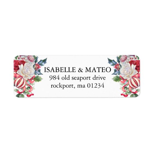 KerstFloral Greenery Wedding Return Address Etiket (Voorkant)