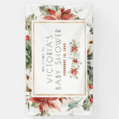 KerstFloral Greenery | Welkom Baby shower Spandoek (Verticaal)