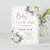KerstFloral Het is koud buiten Baby shower Kaart (Staand voorkant)