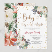 KerstFloral Het is koud buiten Baby shower Kaart (Voorkant / Achterkant)