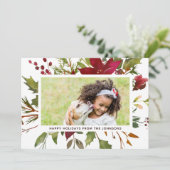 KerstFloral Holiday Fotokaart Feestdagenkaart (Staand voorkant)