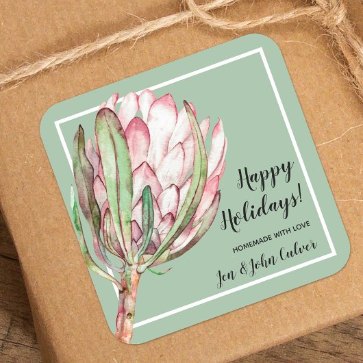 KerstFloral Homemade Goods Holiday Baking Vierkante Sticker