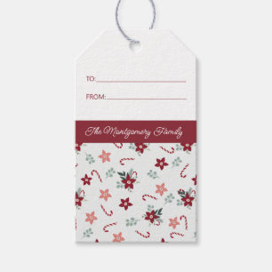 KerstFloral Land Naam cadeautje Label toevoegen Cadeaulabel