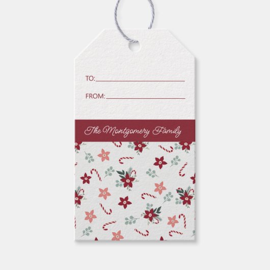 KerstFloral Land Naam cadeautje Label toevoegen Cadeaulabel (Voorkant)