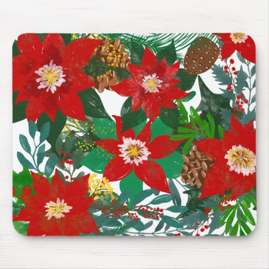 KerstFloral Leaf Art Muismat (Voorkant)