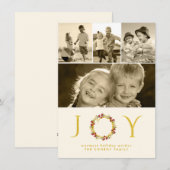 KerstFloral met goudglitter-foto Collage Feestdagenkaart (Voorkant / Achterkant)