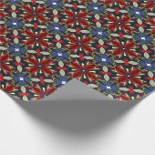 KerstFloral met rood, groen en zeemacht Cadeaupapier (Hoek)