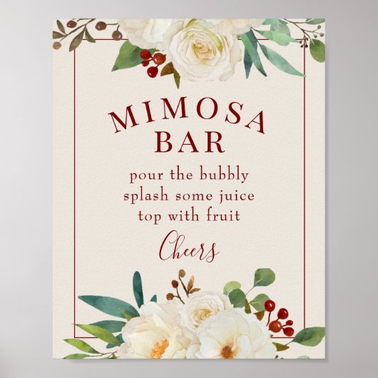 KerstFloral Mimosa Bar Poster (Voorkant)