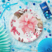 KerstFloral Papieren Bordje (Feest)