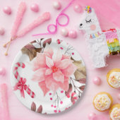 KerstFloral Papieren Bordje (Feest)