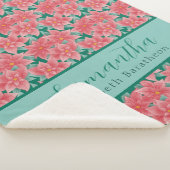 KerstFloral Poinsettia - Gepersonaliseerde naam Sherpa Deken (3/4)