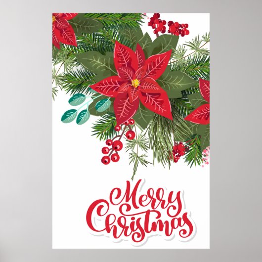 KerstFloral Poinsettia Poster (Voorkant)