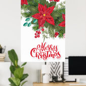 KerstFloral Poinsettia Poster (Thuiskantoor)